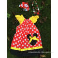 2014 new baby girls chevron dress polka dot dress pillow case dress minnie dress with bow and necklace